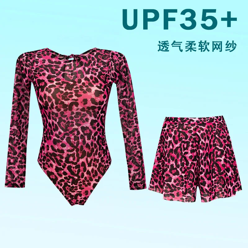 2026 Swimwear Women Long Sleeved Sun Protection One Piece Swimsuit Female's Sports Bathers Swimming Bodysuit Beach With Cover Up