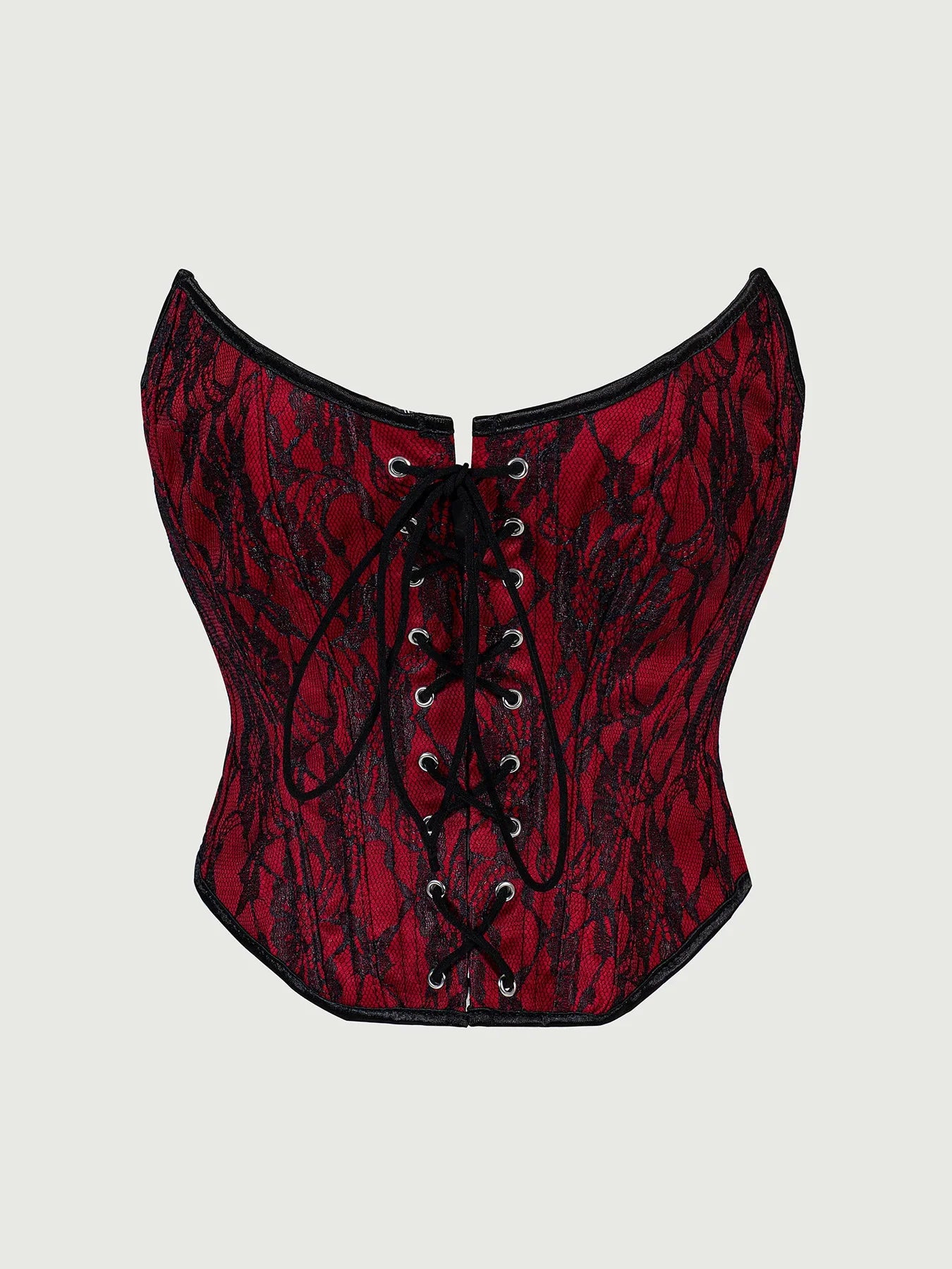 Corset Top Thin Without Lace Deep Red Body Shaping Chest Support Waist Tie Waist Tightening Corset Casaul Pure Desire Style Y43R