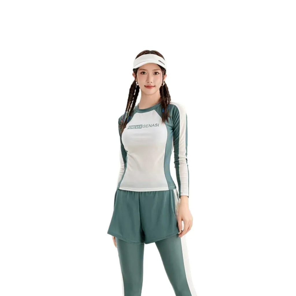 New Swimsuit with High-end Feel Sports Split Two-piece Set, Conservative Slimming, Flat Corner Pants, Hot Spring Swimsuit