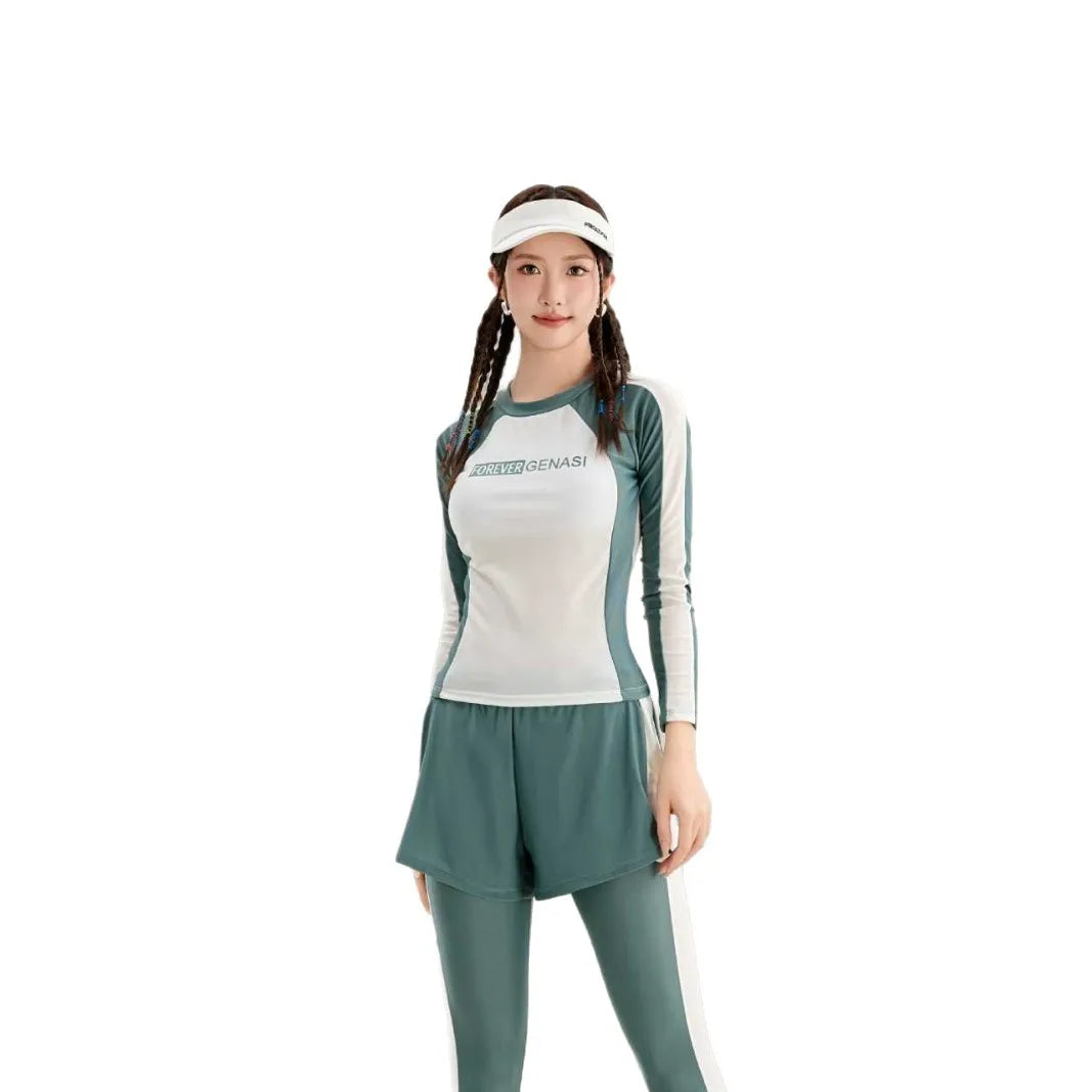 New Swimsuit with High-end Feel Sports Split Two-piece Set, Conservative Slimming, Flat Corner Pants, Hot Spring Swimsuit