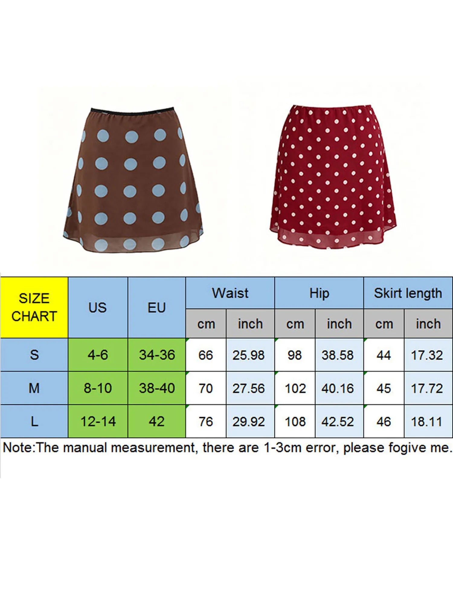 2026 Summer Women Mini Skirt Dot Print Elastic Waist Loose A-line Skirts Daily Casual Retro Skirt Streetwear