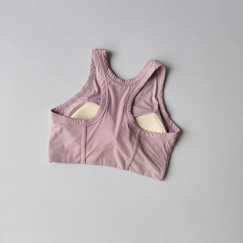 Women's Quick Drying Breathable Yoga Sports Vest I-Shaped Back Sports Bra Fitness Bra Chest Cushion Support