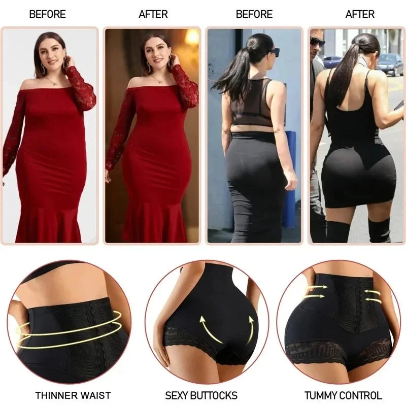 High Waist Lace Flat Belly Shorts For Women Slimming Panties Shapewear Tummy Control Underwear Female Hip Lifting Pants