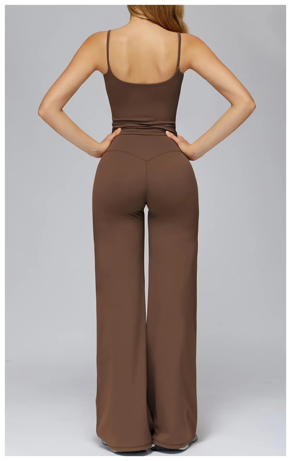 Yoga Suit Gym Fitness Set Hanging Neck Slim Sports Tank Top High Waist Wide Leg Pants Tracksuit Outdoor Running Athletic Wear