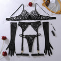 Toucheart Sexy Mesh Solid Color Lace See-through Interesting Hollow Out Underwear Garters Backless Steel Ring Patchwork Sexy Set