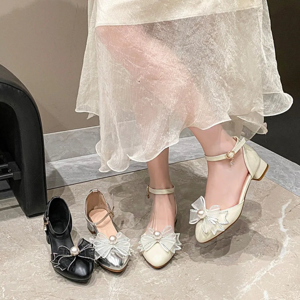 Girls Bowknot Crystal Party Wedding Princess Shoes Sandals for Women Dress Shoes Size 32-40