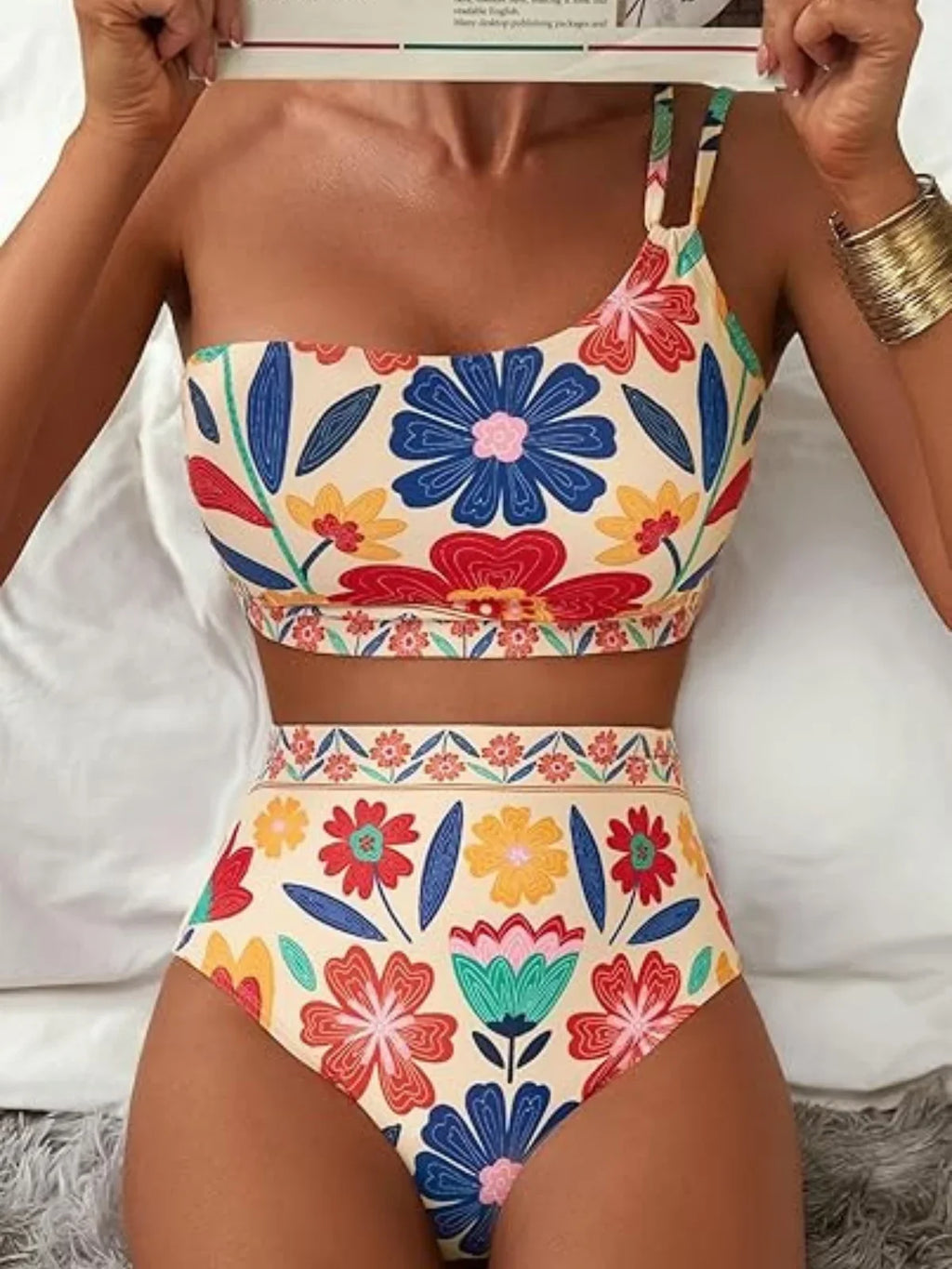 Sexy One Shoulder Swimwear Women 2026 Black White Patchwork Push Up Bra High Waist Swimsuit Beach Bathing Suit Holiday Bikini