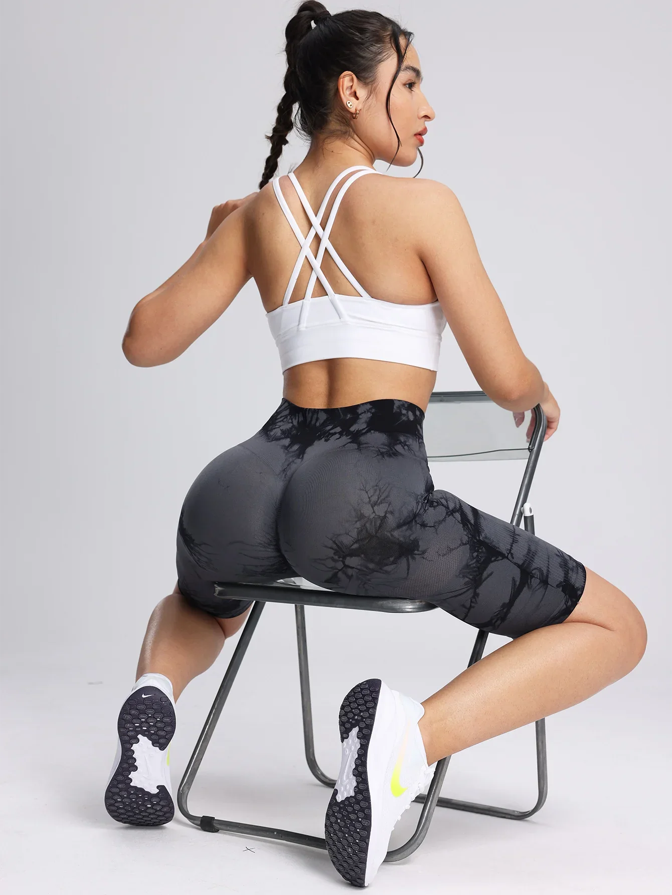 Women Sports Pilates tie-dye Leggings Woman Gym Legging Seamless Yoga Shorts w/Tummy Control Women's Shorts Fitness Female Cloth
