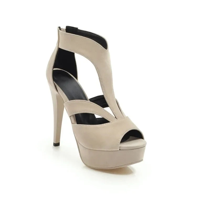 Summer New Pattern Europe and America Fashion Black Sexy Fine Heel Waterproof Fish Mouth High-heeled Women Sandals Size 34-43