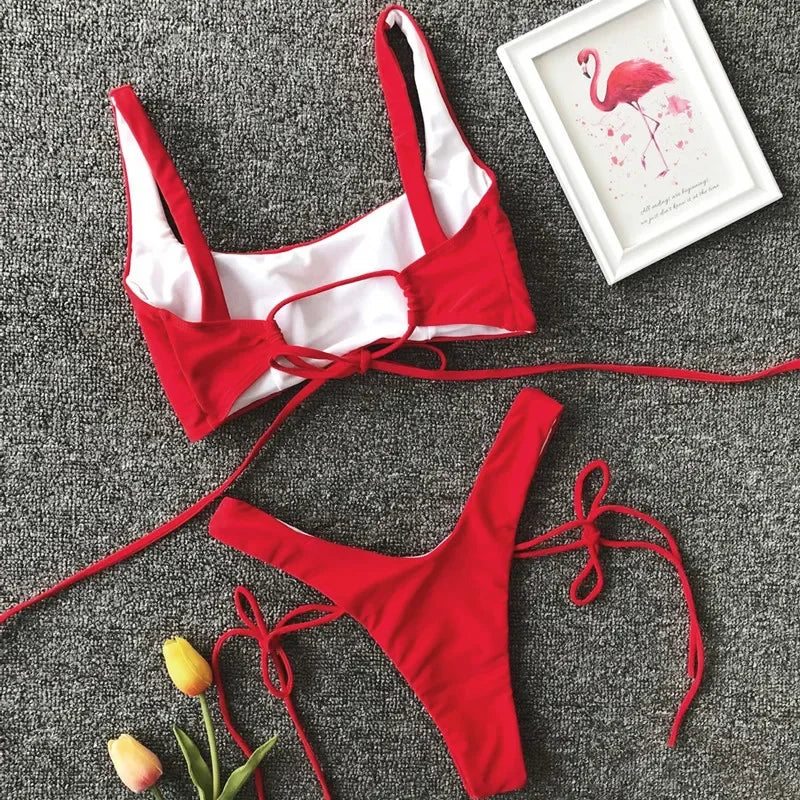 2026 High Cut Micro Thong Bikini Female Thong Bikinis Swimsuit Women Swimwear Two-pieces Bikini Set Brazilian Bathing Suit Swim