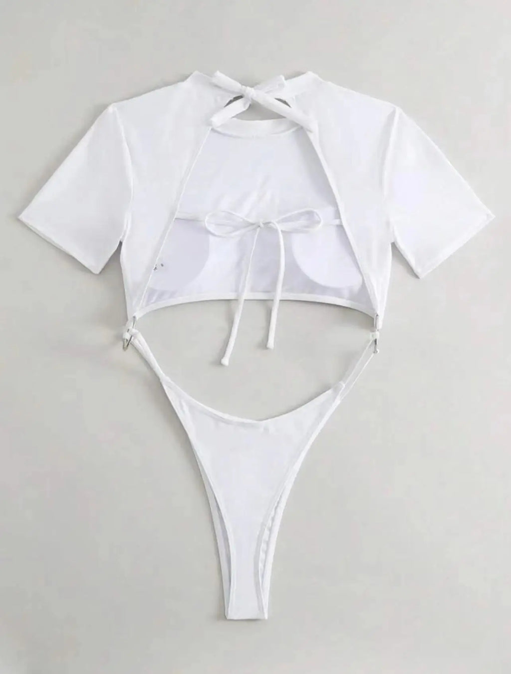 XS - L Mini Micro Thong Short Sleeve One Piece Swimsuit Women Female Swimwear Cut Cut Monokini High Cut Bathing Suit Swim Lady