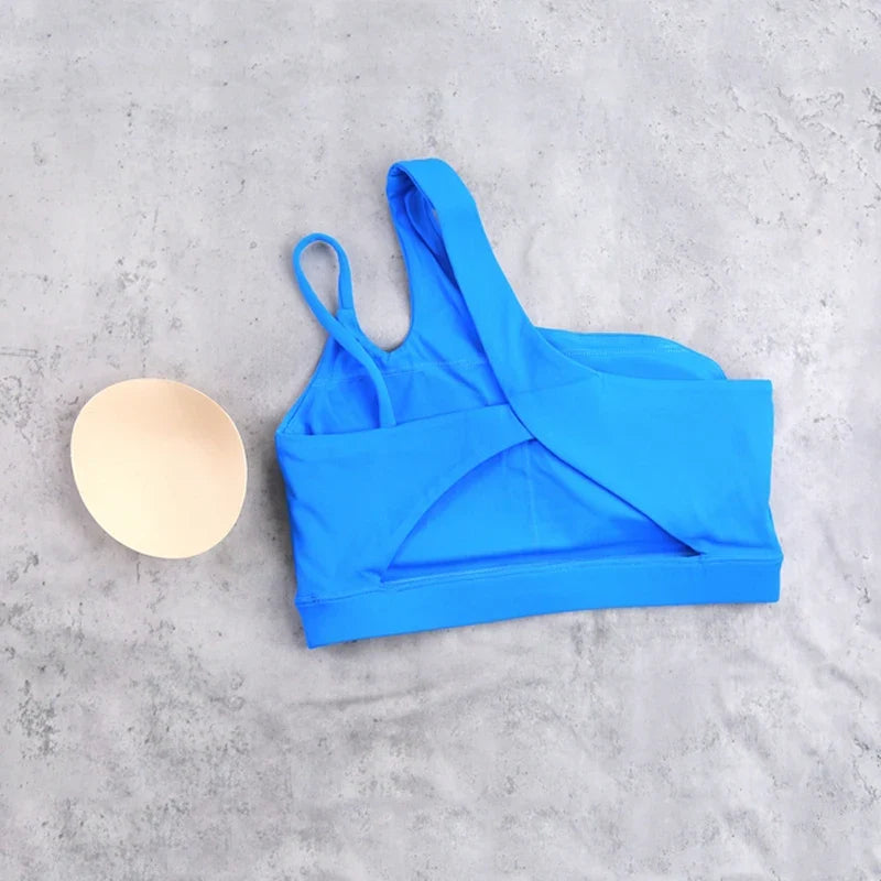 DIA FIT JOY Yoga Sports Bra Single Shoulder Irregular Strap Naked feel Sensation Beautiful Back Design Comfortable Breathable