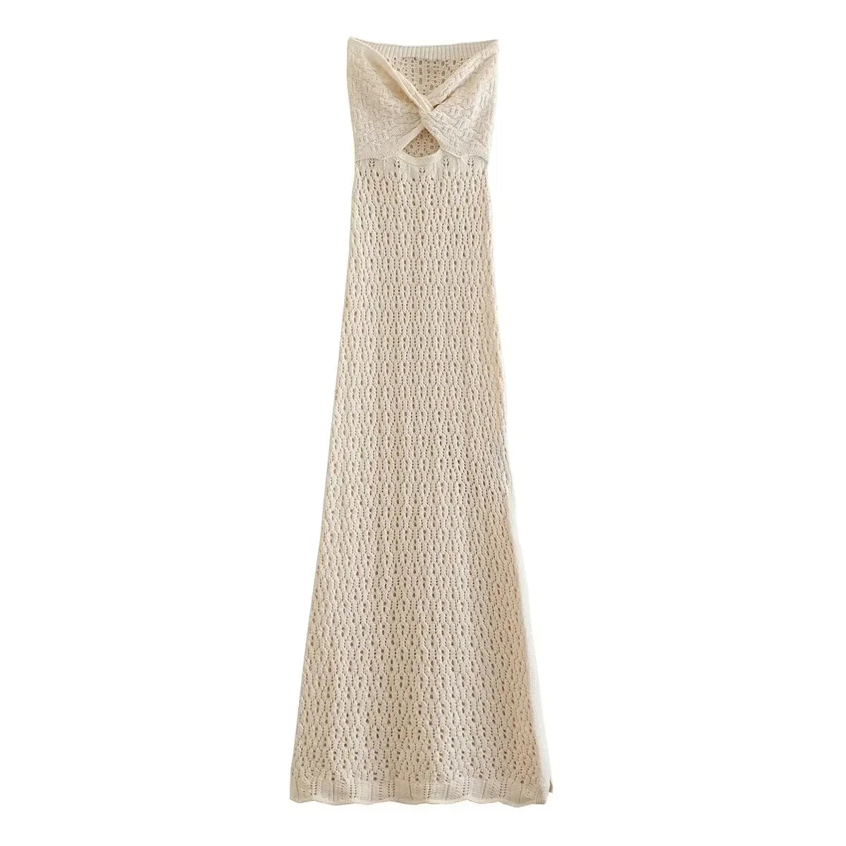 Foridol Bowknot Off Shoulder Knitted Summer Autumn Beach Dress Hollow Out Side Slit Maxi Long Sexy Sundress Bohemian Boho Dress