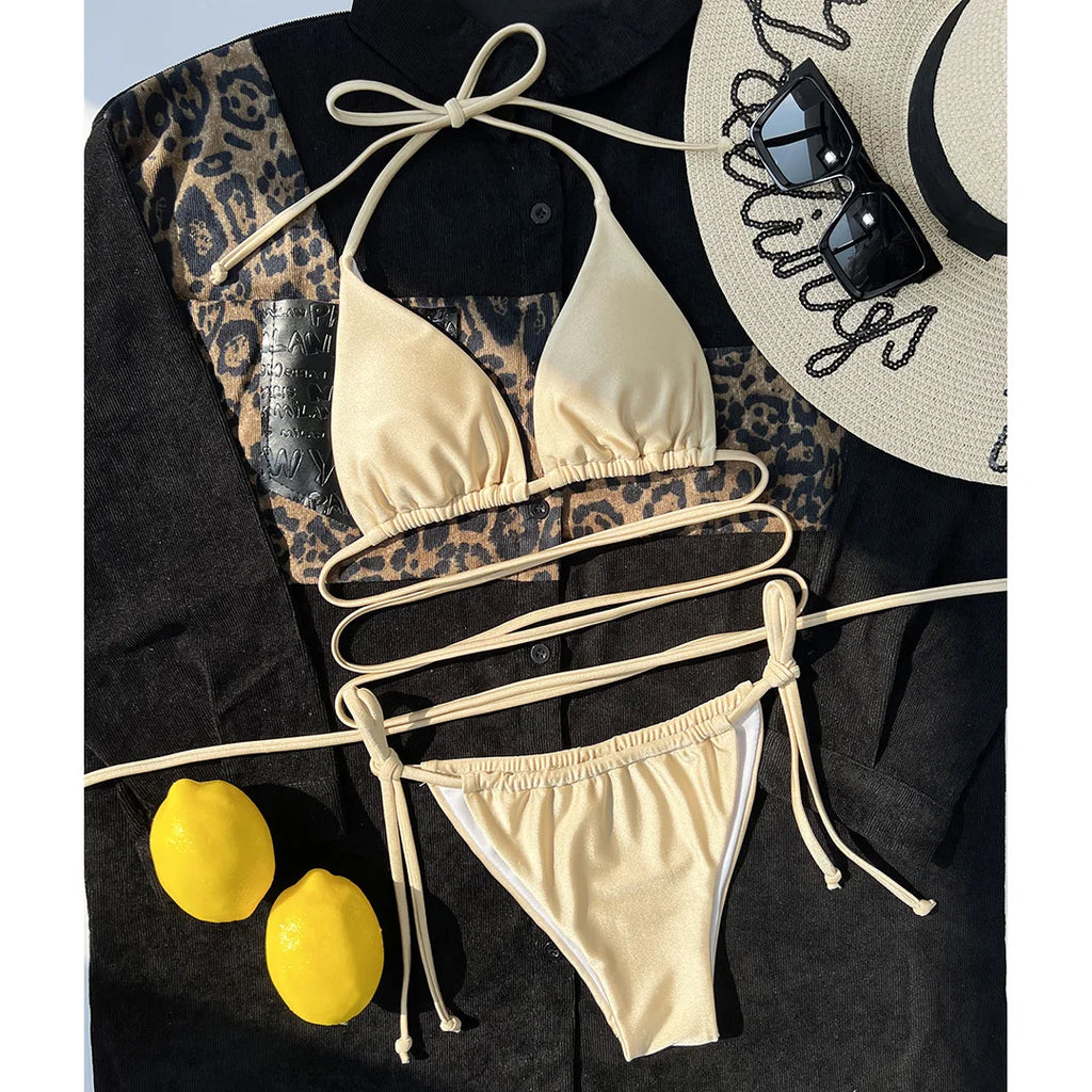 2026 New Wrap Arround Mini Bikini Female Swimwear Women Swimsuit Two-pieces Bikini Set Brazilian Bather Bathing Suit Swim V1229H