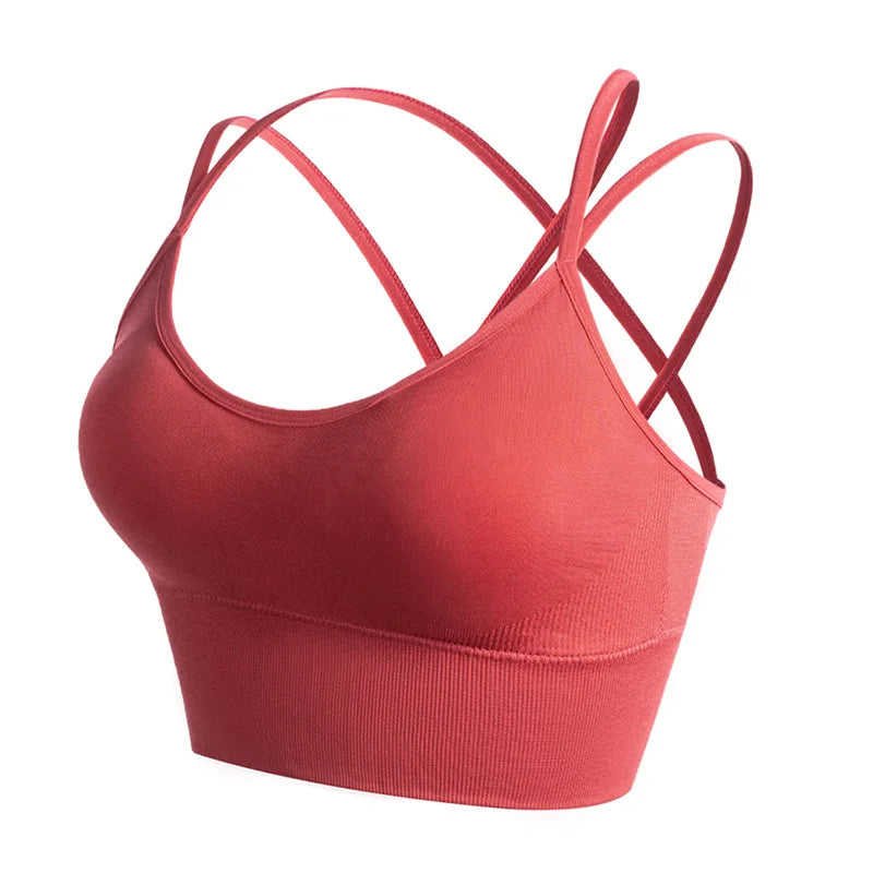 women yoga wireless cross back sports bra quick dry shock proof fitness push up yoga running bra active sportswear vest tops