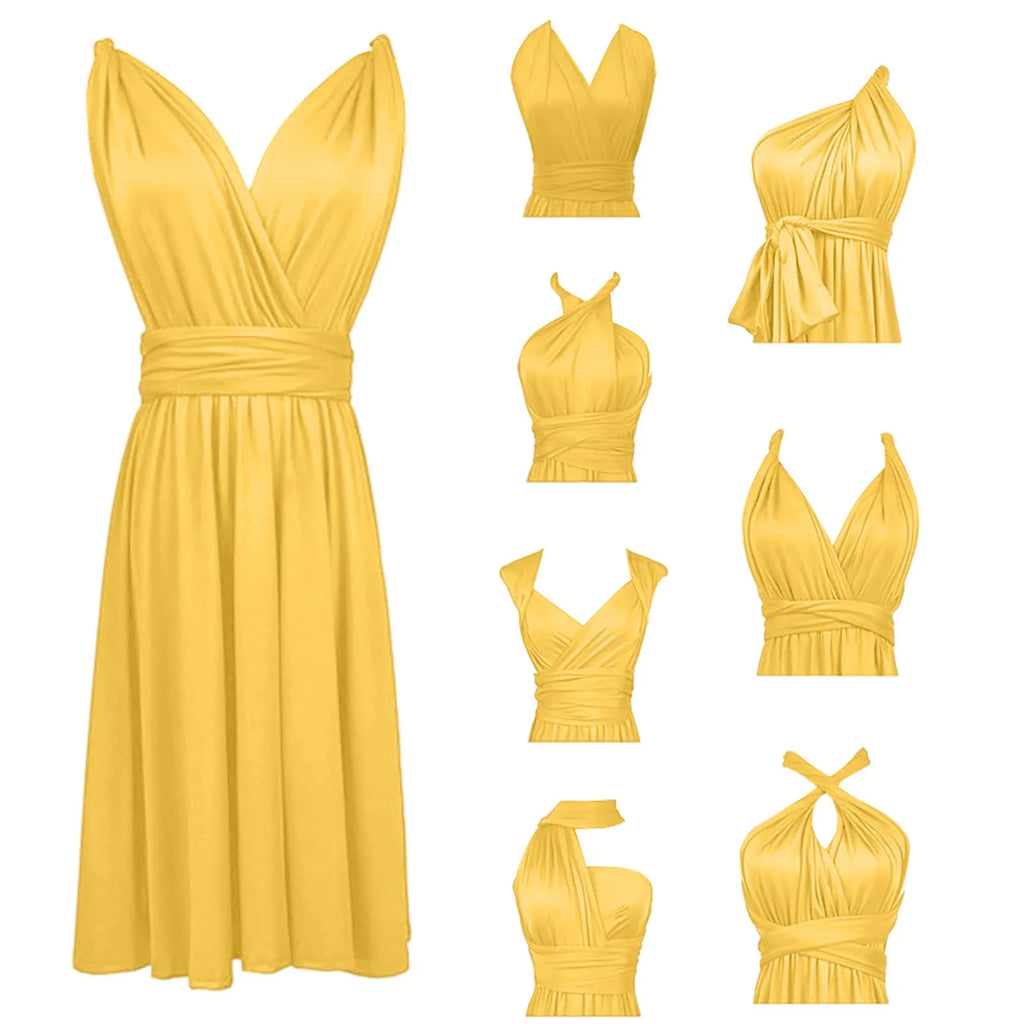 Women's Sexy V Neck Evening Dress Tie Up Multiple Ways To Wear Cocktail Dress Convertible Wrap Infinity Short Bridesmaid Dresses