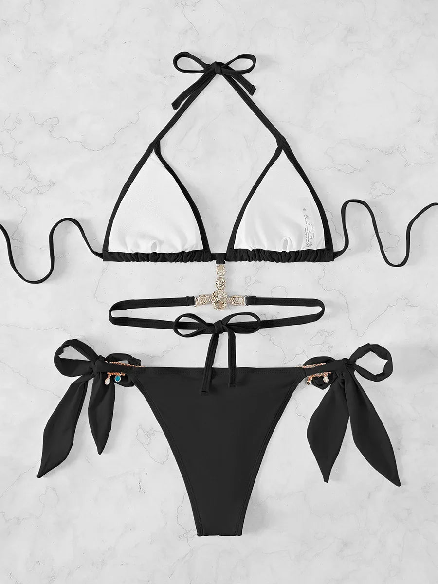 2026 Halter Rhinestone Diamond Bikini Women Swimsuit Female Swimwear Two-piece Bikini Set High Cut Bathing Suit Swim Beach Wear