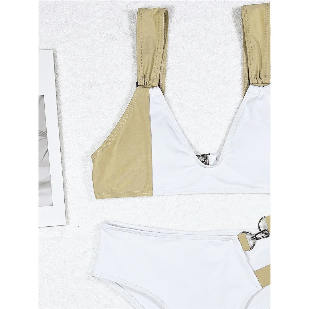 Sexy Splicing Asymmetric V Neck Bikini Women Swimwear Female Swimsuit Two-pieces Bikini set Bather Bathing Suit Swim Lady V3435