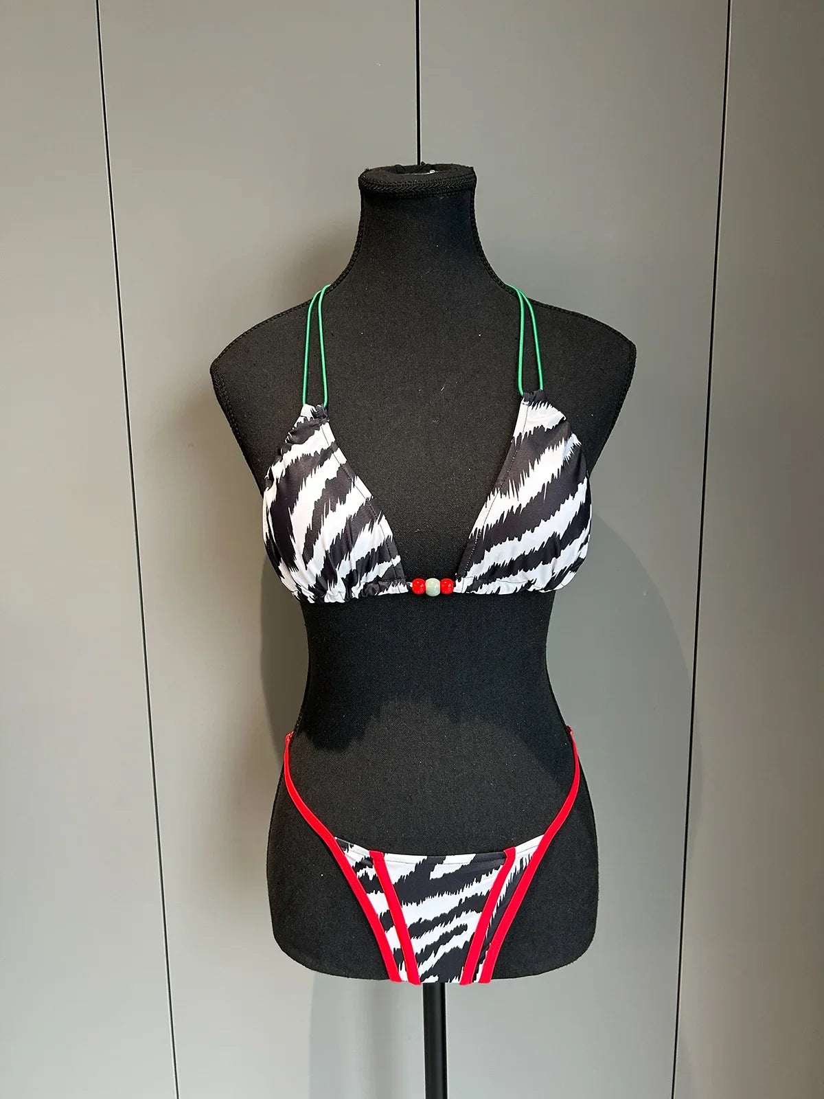 2026 Summer Women's Micro Bikini Set Sexy Lace-up Backless Swimsuit Patchwork Push Up Thong Swimwear Biquini Low Waist Biquinis
