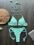New Red Special Fabric Bikini Set Sexy Women's Hollow Fabric Split Swimsuit Summer Beach Bikini