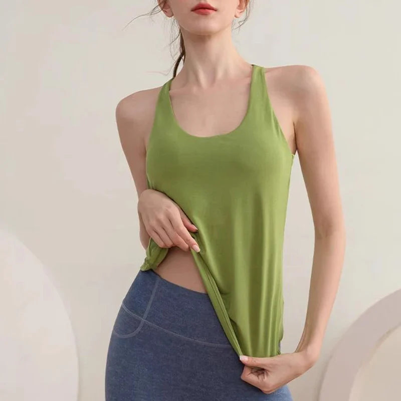 Women's Shockproof Yoga Sports Vest Quick Drying Breathable High-Strength Running Sports Bra with Chest Cushion for Fitness
