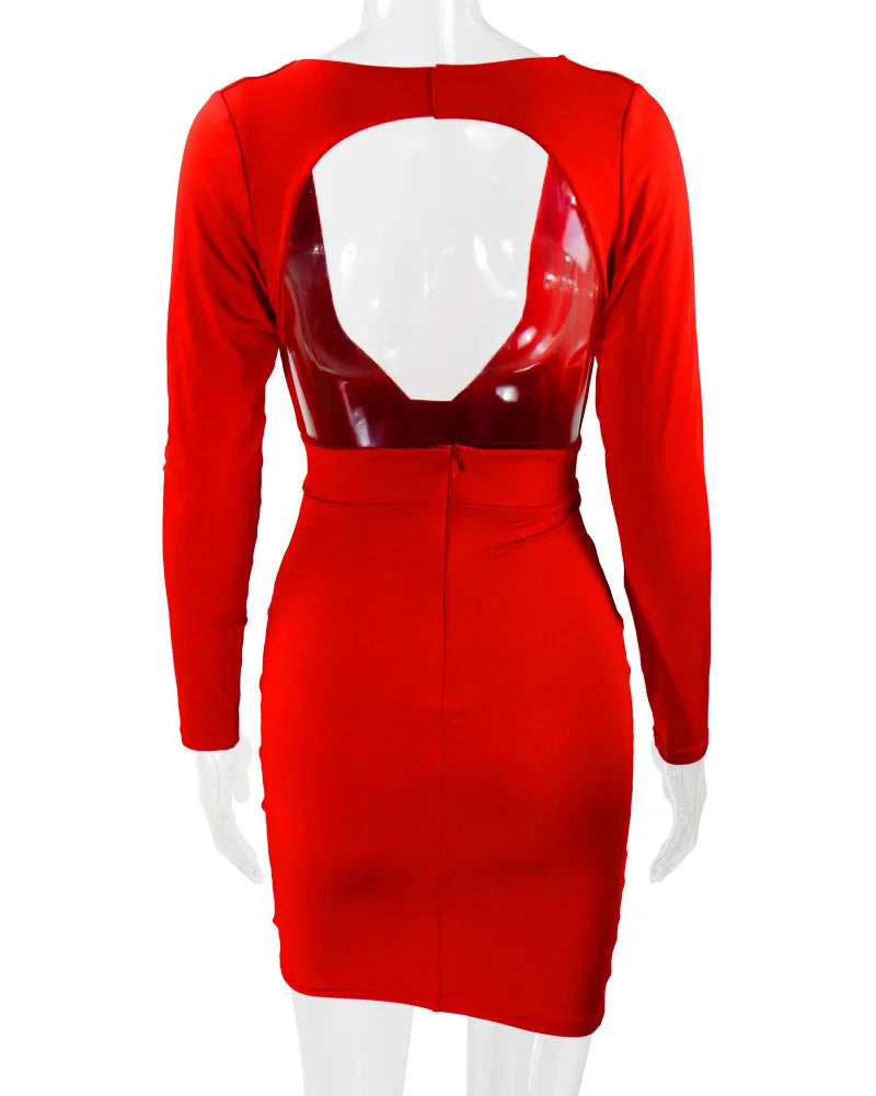 Solid Color Slim Mini Dresses Women 2024 Sexy Deep V-neck Backless Package Hip Bodycon Dress Female Fashion Party Club Vestidos