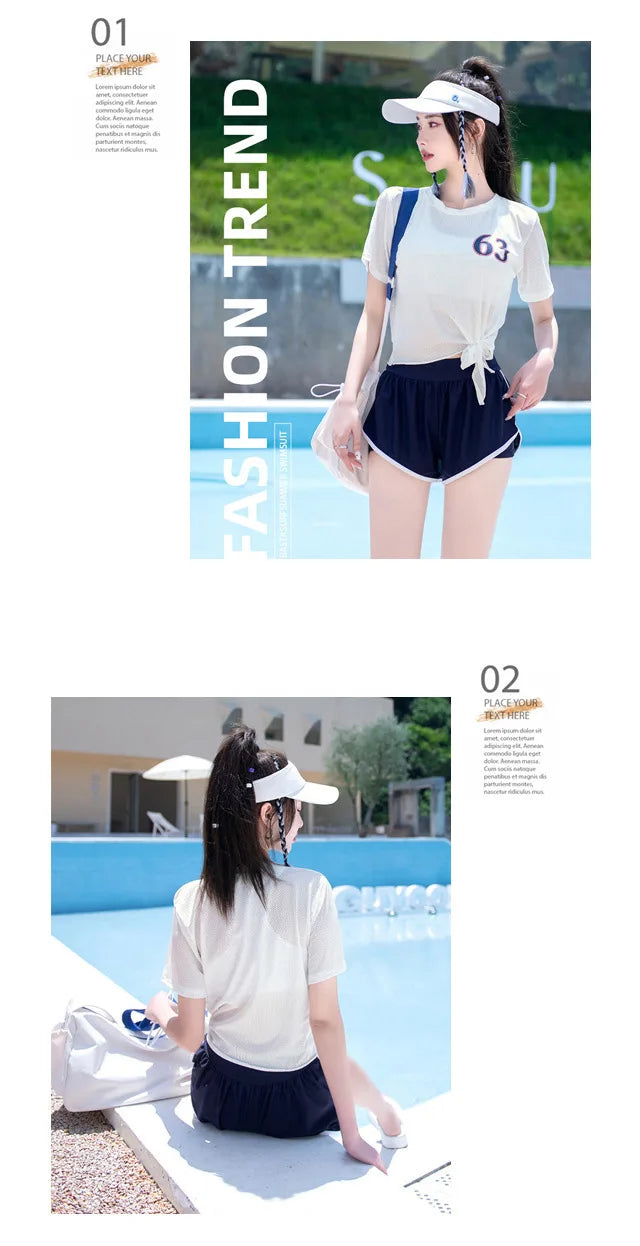 New High-end Split Swimsuit with Sports Style and Flat Angle Pants for Slimming and Vacation Swimsuits Cross-border