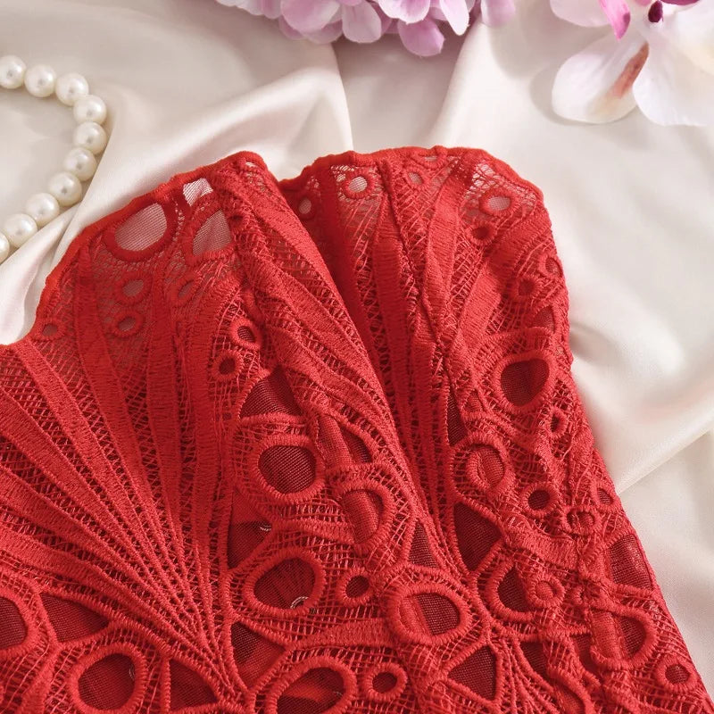 Toucheart Hot Girl Suspender Sexy Top with Fishbone Corset Intimate Hollow See-through Lace Classic Romantic Retro Palace Corset