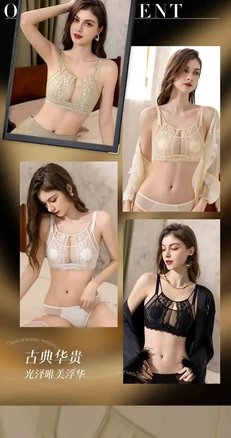 MOYISU Grande Taille Ultra Thin Bra Sheer Lingerie High Bust Anti Sagging Support Push Up Sexy Summer Bralette Large Cup Women
