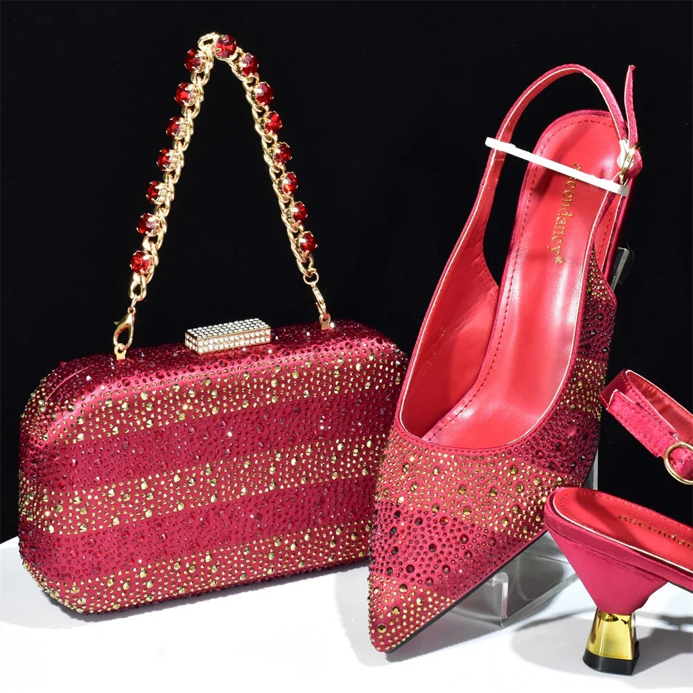 Doershow African fashion Italian Shoes And Bag Sets For Evening Party With Stones SILVER Italian Handbags Match Bags! Hb1-2