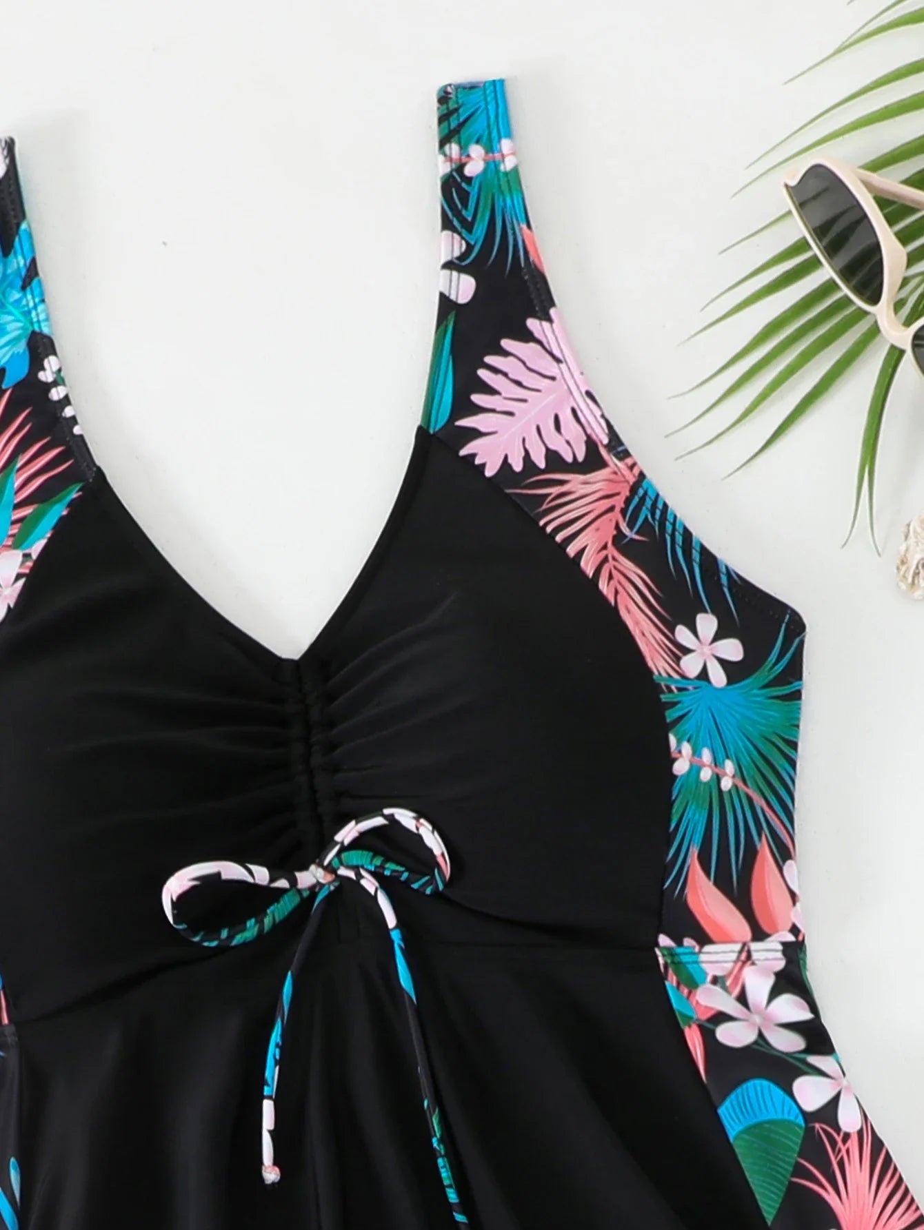 Strappy Printed Tankini 2026 Large Plus Size Swimsuit Women Beach Dress Swimwear Female Bathers Bathing Swimming Swim Suit 4XL