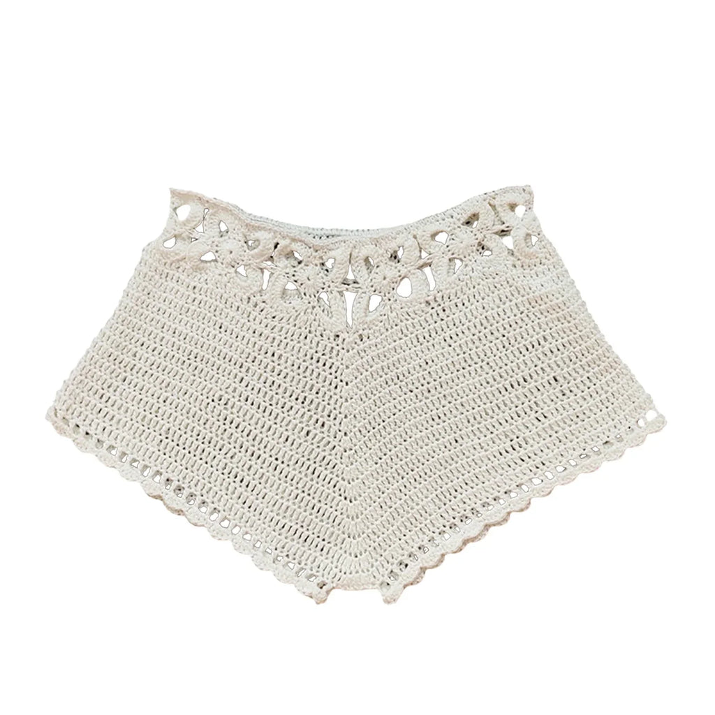 Women´s Beach Shorts Knit Crochet Cutout Bathing Suit Bottoms Drawstring Beach Board Shorts Summer Hot Shorts Streetwear