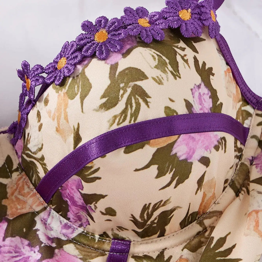 Comfortable Fitted Multicolor Floral Print Onesie - Soft Skin-Touch Design for All-Day Wear