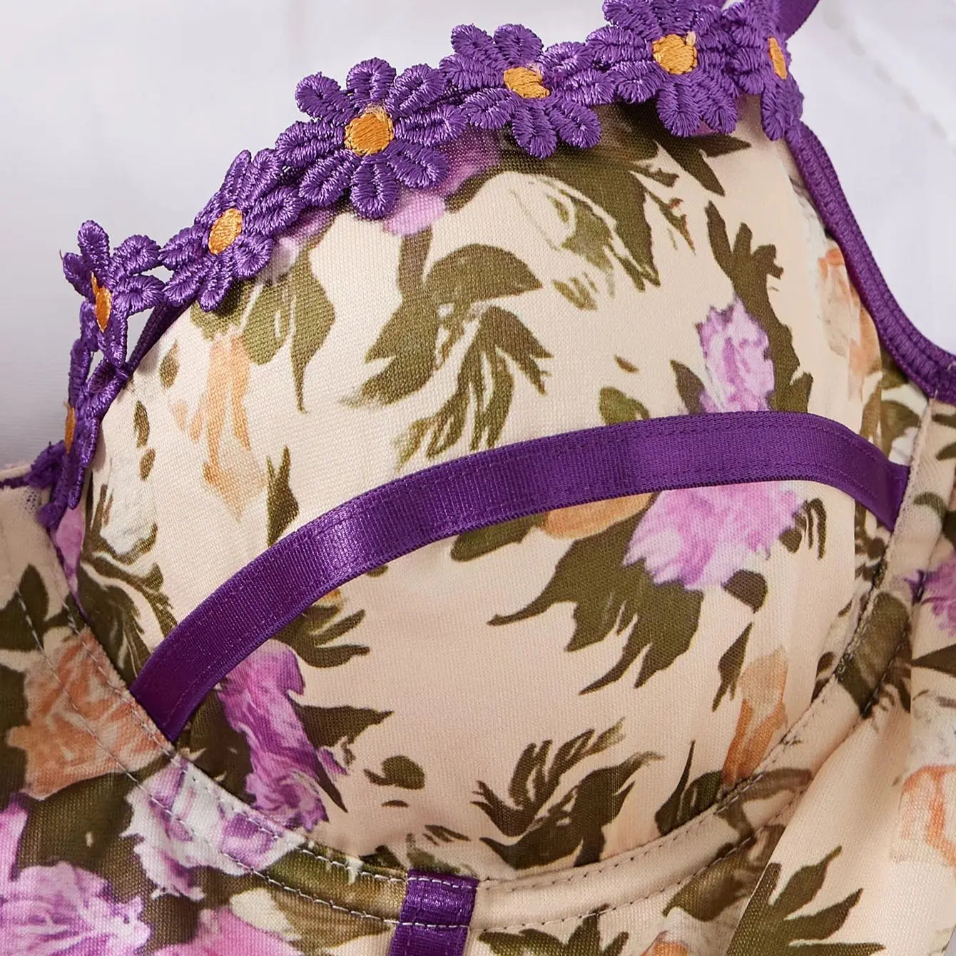 Comfortable Fitted Multicolor Floral Print Onesie - Soft Skin-Touch Design for All-Day Wear