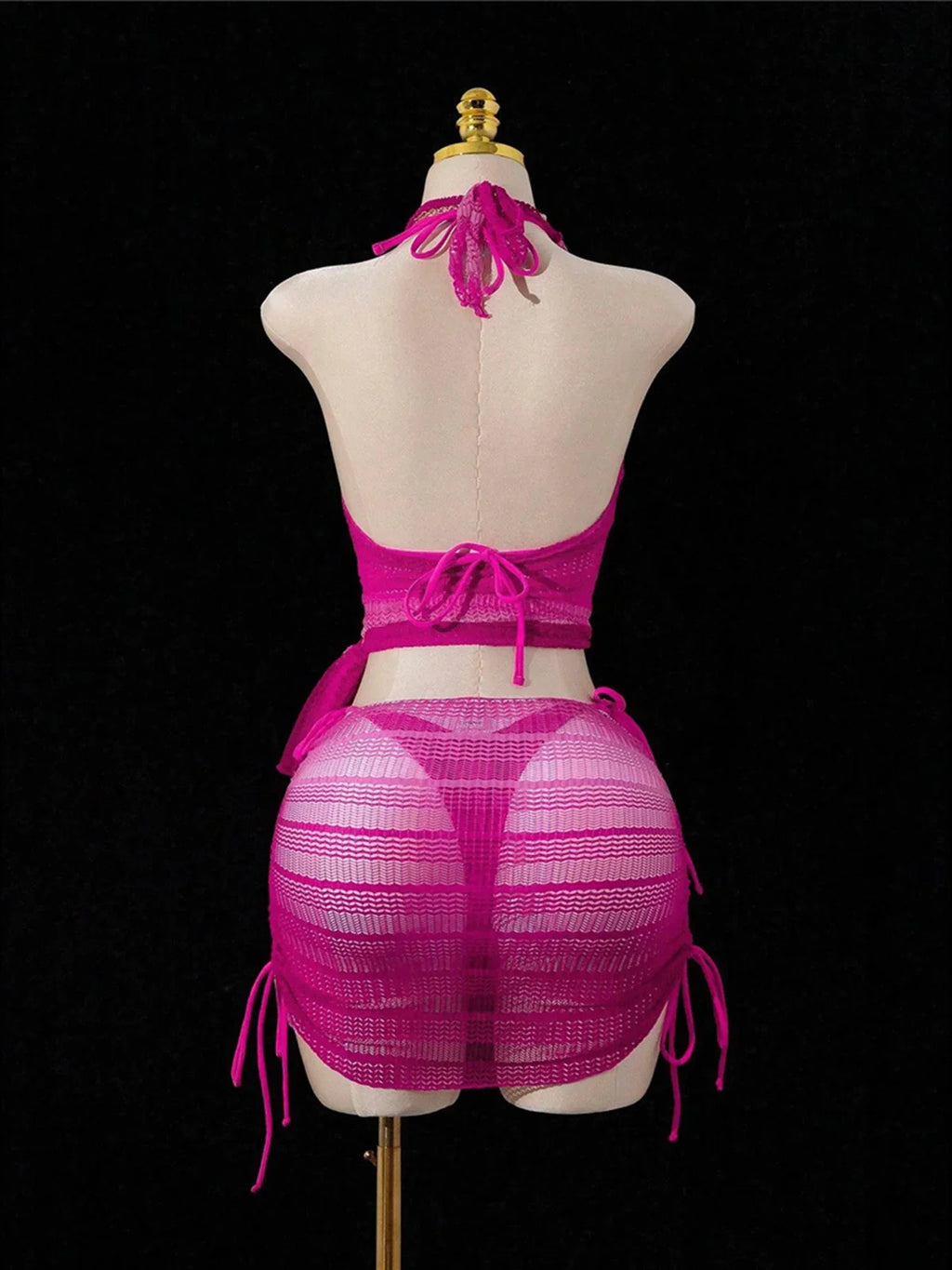With Skirt Cover Up Halter Bikini Female Swimsuit Women Swimwear Strappy Bather Bathing Suit Swim Four-pieces Bikini set K8089