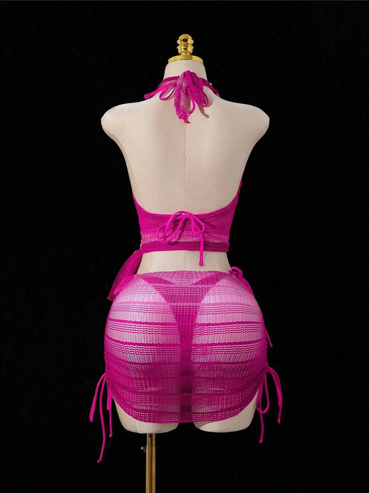 With Skirt Cover Up Halter Bikini Female Swimsuit Women Swimwear Strappy Bather Bathing Suit Swim Four-pieces Bikini set K8089