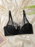 Women's embroidered lace plus size bra with steel ring gathering push up underwear suitable for full figured women MR2679
