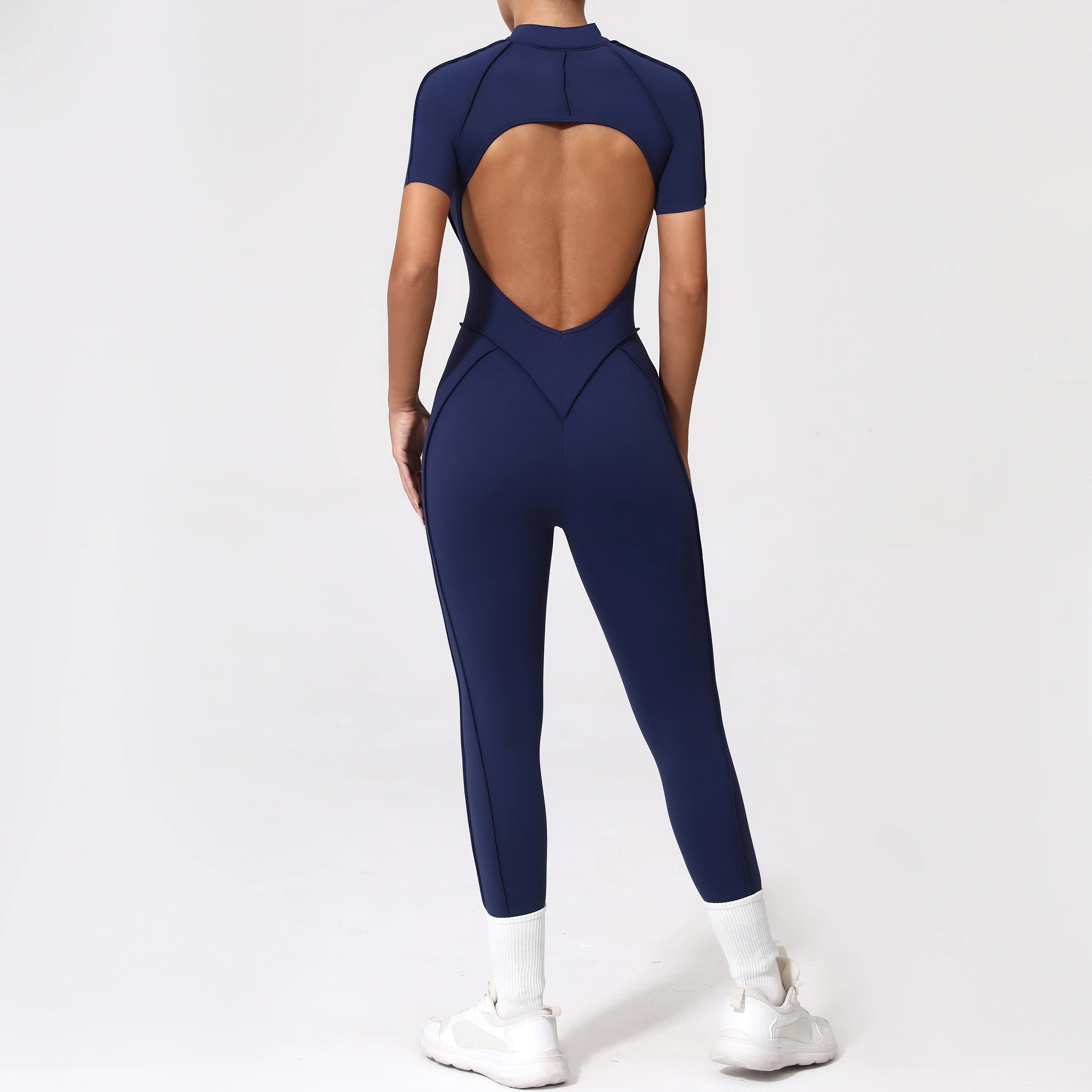 With Zipper Hollow Back Yoga Jumpsuit Sportswear Women Gym Clothes Running Fitness Yoga Backless Bodysuit
