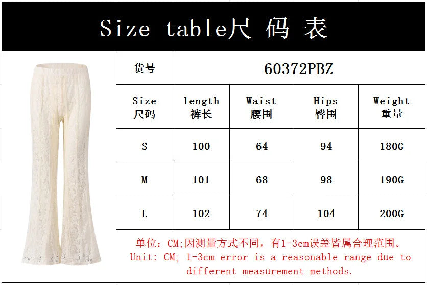 2026 spring and summer slim fit hip-hugging low-waist lace bell-bottom casual pants