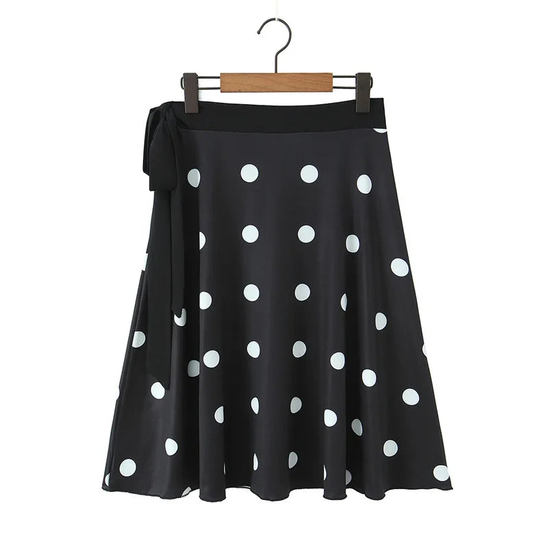 Spring Summer New Low-Waist Side-Tie Skirt For Women Sexy Large Polka Dot Print Midi Skirt Pure Desire Fashion Style Skirt 1KIJ