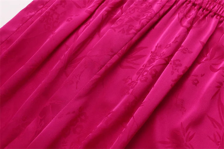 New Chinese style pajamas with breast pads, simulated silk, ice silk home wear, satin jacquard pajamas set