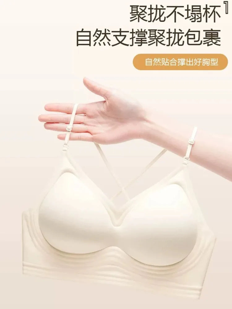 American Style Backless Bra Or Women Multiway Halter Bralette Push Up Small Chest Gather Sexy Cross U Back No Underwire Seamless