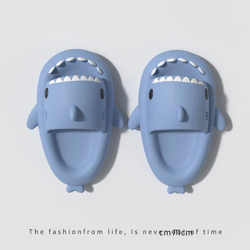 Summer Ice Cream Shark Slippers for Couples Cute Anti-Slip Thick Sole Indoor Bathroom Slides Men Women Beach Street Sandals