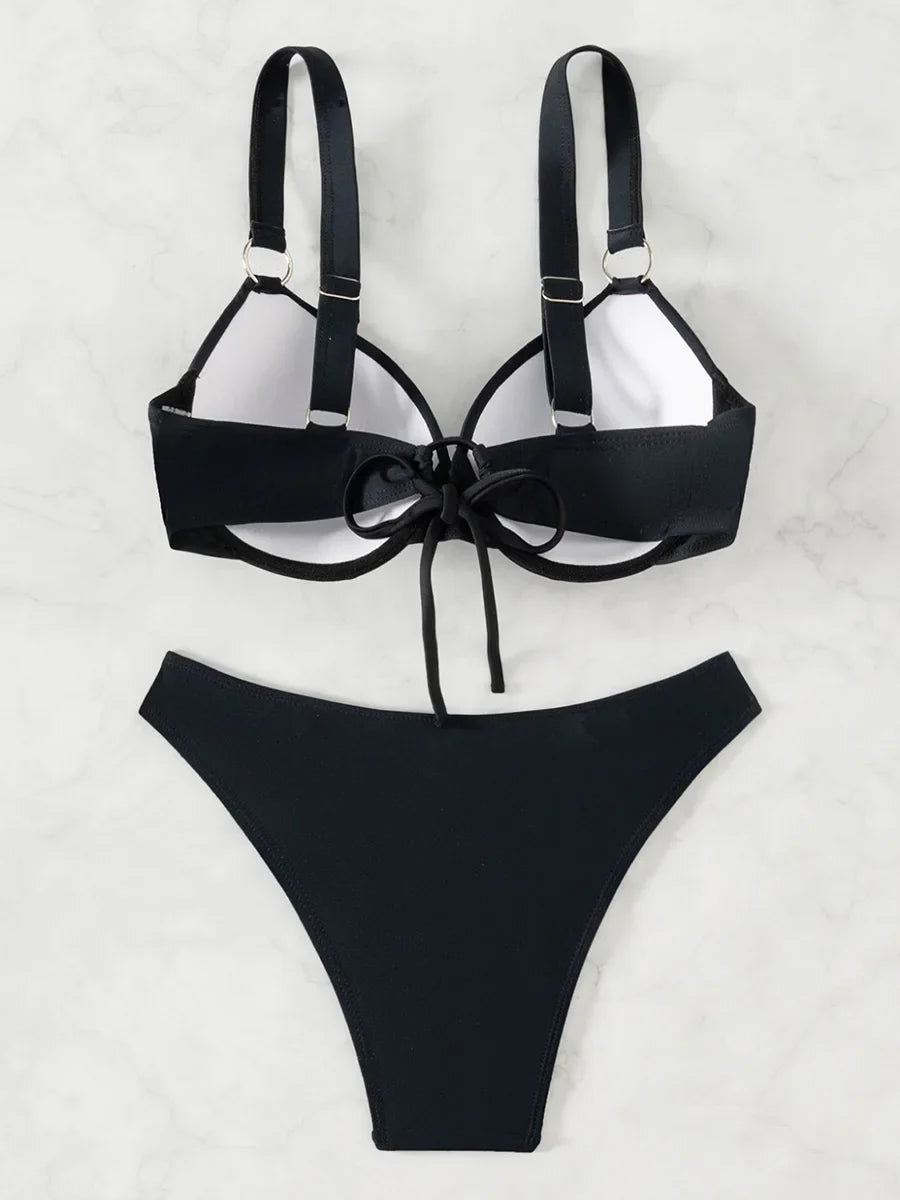 Underwired Bra Cup Bikini Women Swimwear Female Swimsuit Two-pieces Bikini Set Push Up Bather Bathing Suit Swim Lady Beachwear