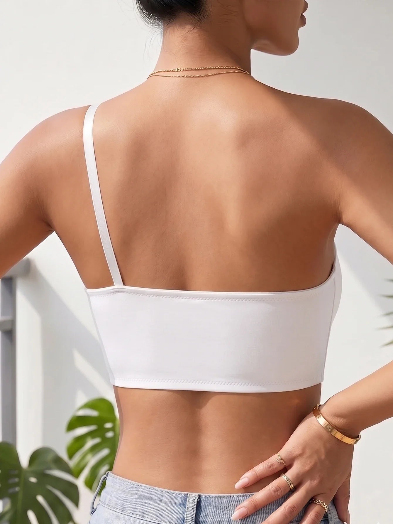 Women's One Shoulder Seamless Bra Front Closure Comfort No Lining Wireless Lingerie