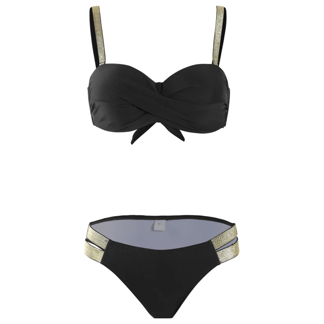 New S - XL Bra Bikini Push Up Swimsuit Female Swimwear Women Two-Pieces Bikini Set With Cup Bather Bathing Suit Swim Lady V2310
