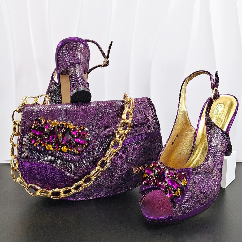 Doershow Lastest Italian Design Fashion Style Ladies Shoes with Matching Bag Set 2026 Nigerian Shoes and Bag Set!  HG1-1
