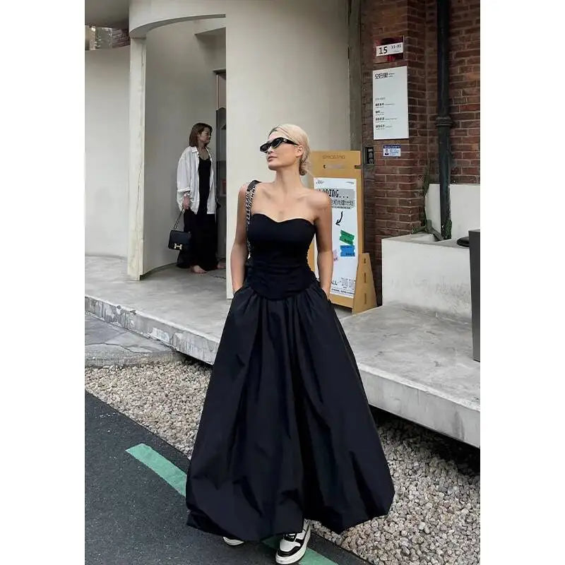 WOMENGAGA New Elastic Waist A-line Half Length Skirt For Women Summer Long Skirt American Girls High Waist Fashion Women A3UB