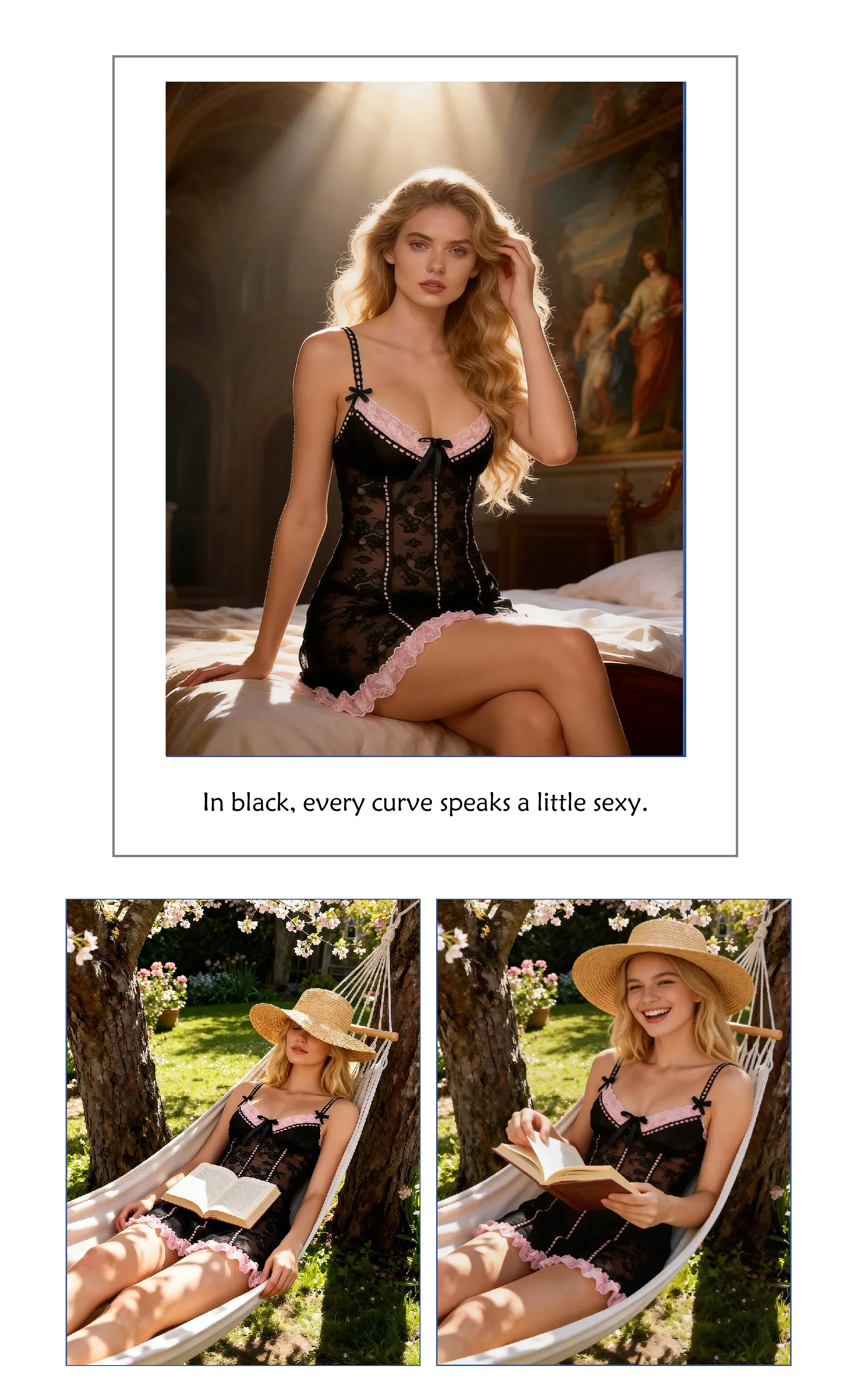 Purple Sexy Lace Ruffled Suspender Babydoll Nightdress for Women Push Up Chemise Sleepwear Lingerie