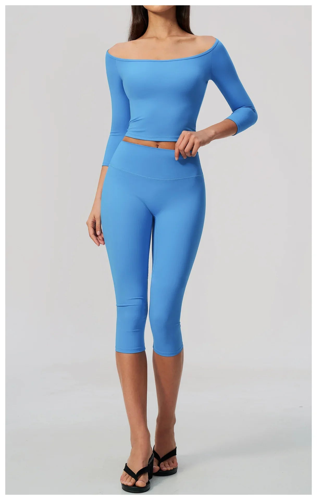 Fashion Mid Sleeve T-shirt Yoga Suits Tight Fitting Slim Sports Tops High Waist Peach Hip Mid Pants Gym Running Fitness Outfits